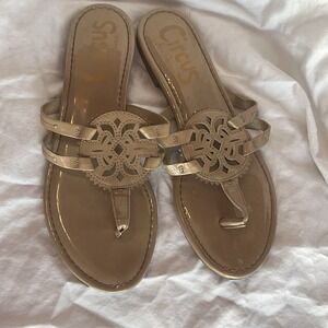 Sam Edelman Circus  Nude Patent‎ Leather Thong flip flop  Sandals Sz 9